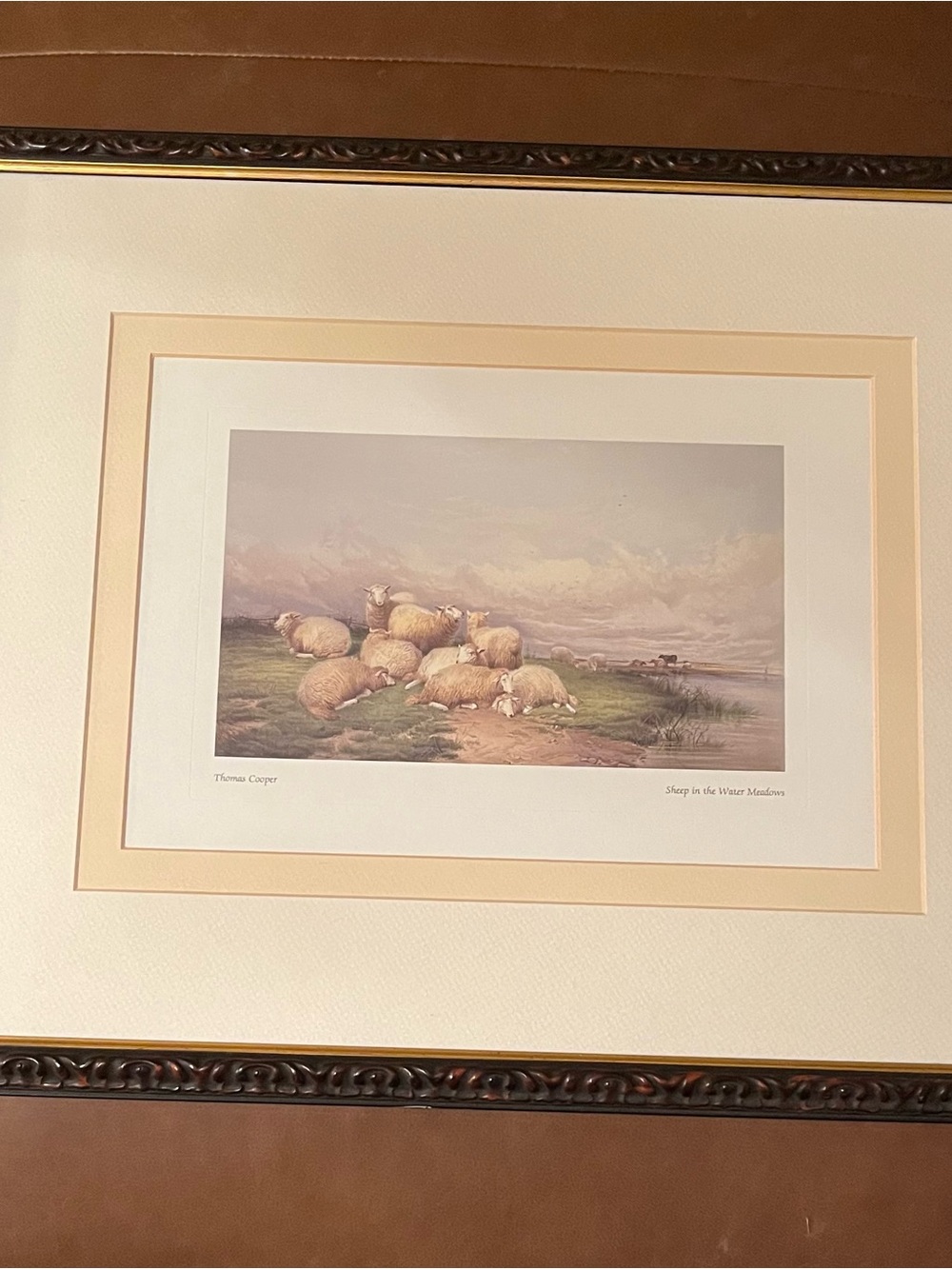 Sheep in the Water meadows Print by artist  Thomas Cooper